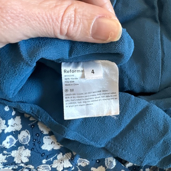 Reformation Nella Blue White Floral Spaghetti Strap Midi Dress - Picture 8 of 8